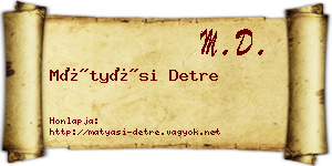 Mátyási Detre névjegykártya
